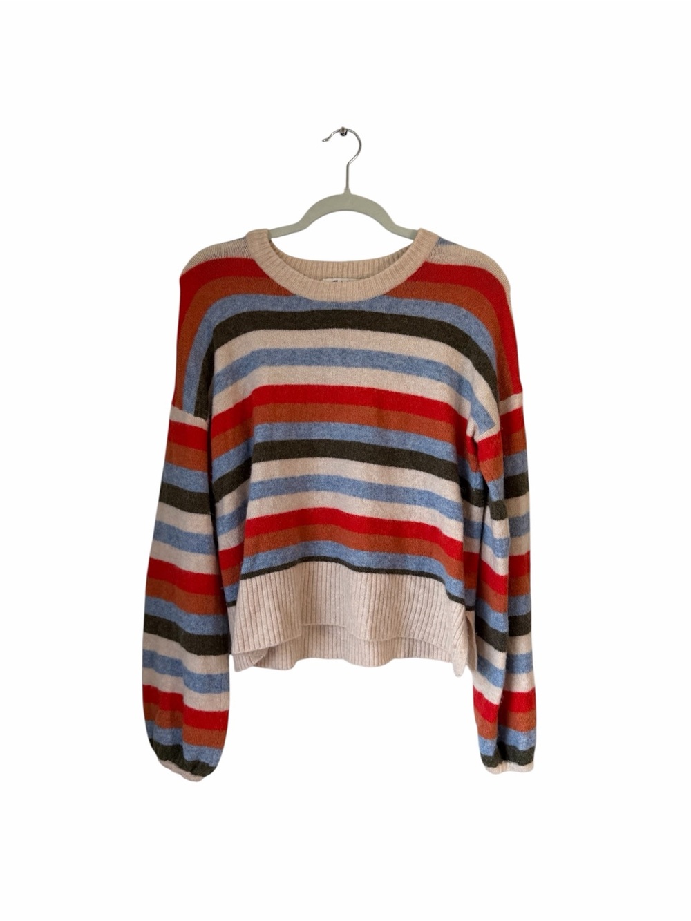 Madewell Striped Crewneck Sweater in Red, Blue, Cream & Brown